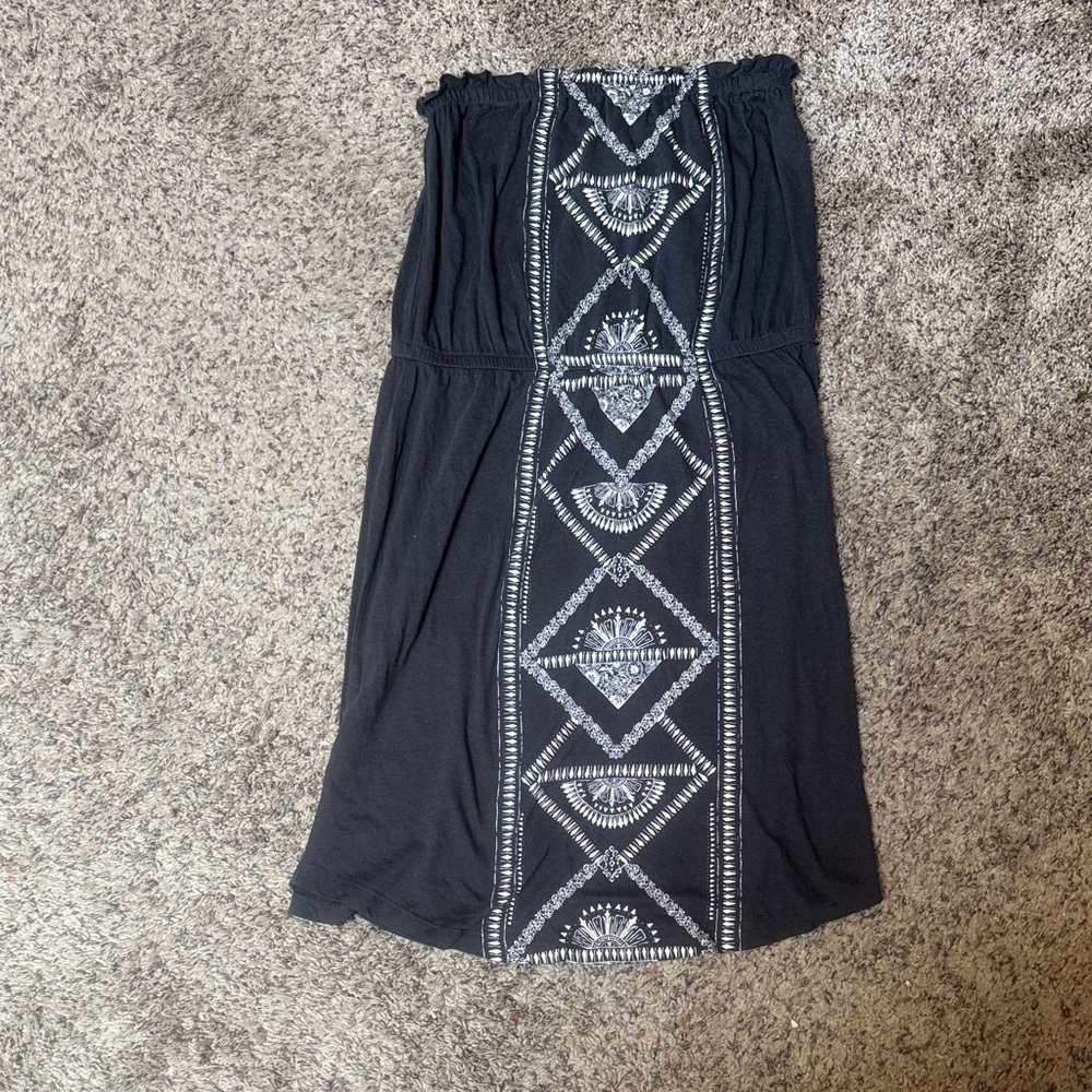 Billabong Black Strapless Embroidered Mini Dress